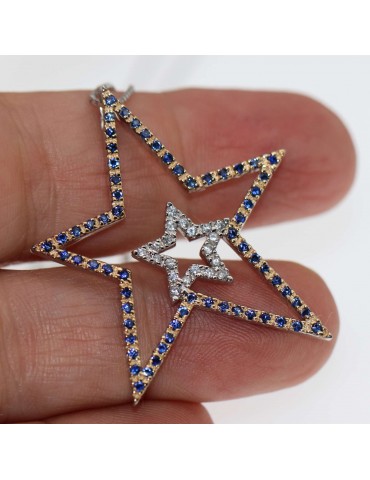 collana e grande stella ciondolo argento 925 blu con stellina oro giallo chete laroche